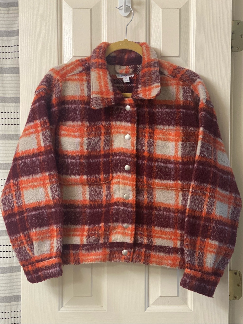 Sugar & Jade Plaid Tweed Oversized Cropped Shirt Jacket Size XXL 20/22